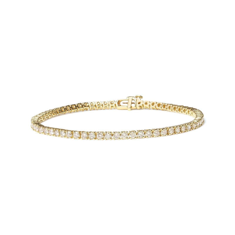 14K Yellow Gold 6.0 Cttw Classic 4 Prong Set Round Brilliant Cut Diamond Tennis Bracelet (K-L Color, VS2-SI1 Clarity) - 7.25 14K yellow gold tennis bracelet with round brilliant cut diamond stones