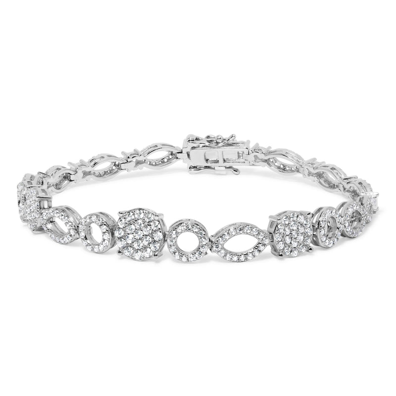 10K White Gold 3.00 Cttw Diamond Link Bracelet 10K White Gold 3.00 Cttw Diamond Link Bracelet-0