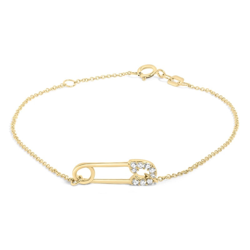 10K Yellow Gold 1/10 Cttw Diamond Paperclip Charm Adjustable Link Bracelet (J-J Color, I1-I2 Clarity) - 7.25 Inch 10K yellow gold paperclip bracelet with round diamond stones