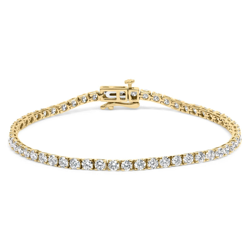 14K Gold 5.0 Cttw Lab Grown Diamond Tennis Bracelet (F-G Color, VS1-VS2 Clarity) - 7.25 14K gold tennis bracelet with a line of round diamond stones