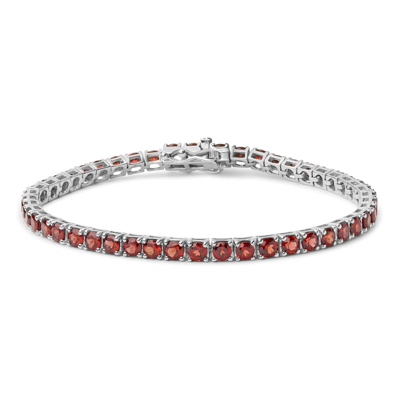 .925 Sterling Silver 10.0 Cttw Created Orange Garnet Tennis Bracelet - 7.25 925 sterling silver tennis bracelet with created orange garnet stones