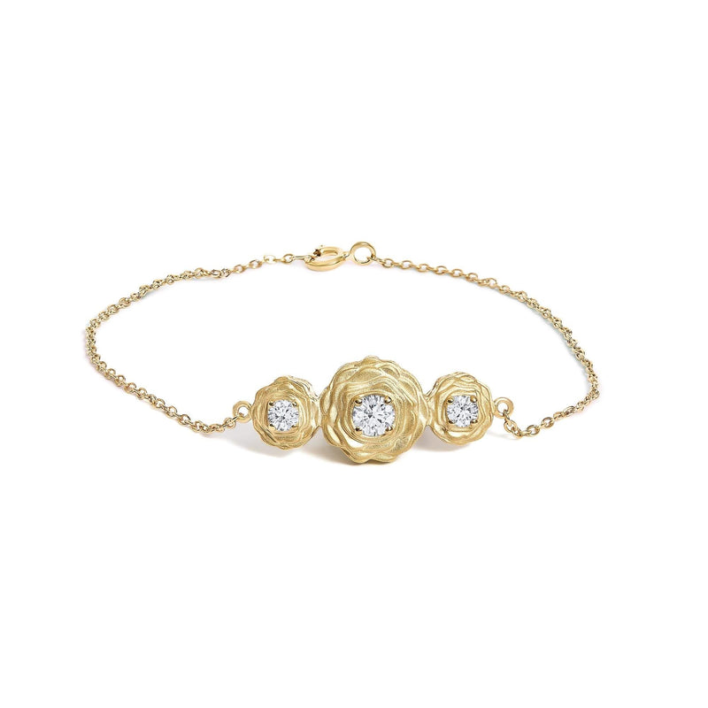 14K Yellow Gold Plated Sterling Silver 1/2 Cttw Lab Grown Diamond Rose Motif Link Bracelet 14K Yellow Gold Plated Sterling Silver 1/2 Cttw Lab Grown Diamond Rose Motif Link Bracelet-0