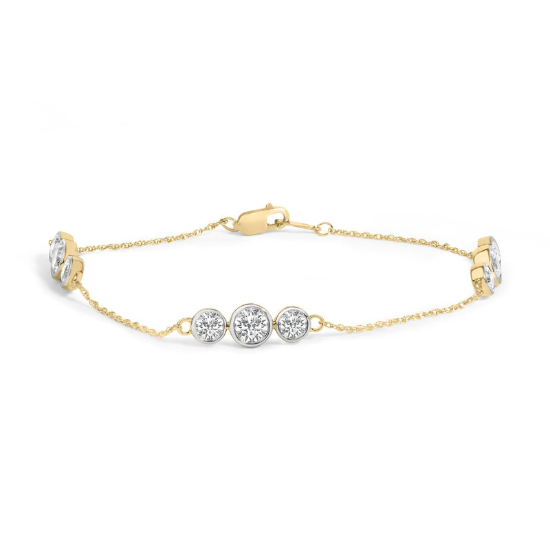 10K Yellow Gold Plated .925 Sterling Silver 2.0 Cttw Lab Grown Diamond Bezel Set Station Bracelet 10K Yellow Gold Plated .925 Sterling Silver 2.0 Cttw Lab Grown Diamond Bezel Set Station Bracelet-0