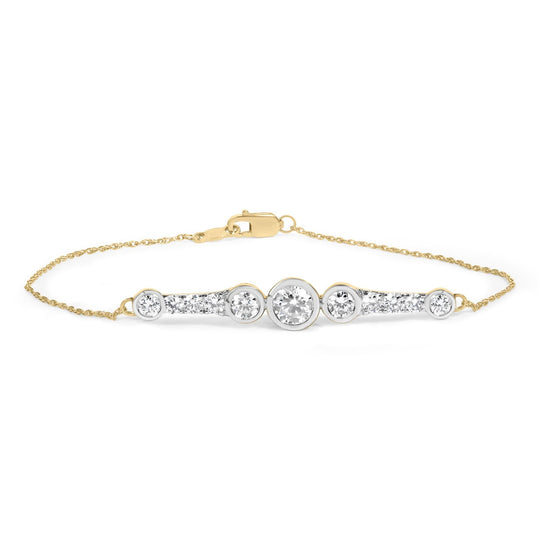 10K Yellow Gold Plated .925 Sterling Silver 1.50 Cttw Lab Grown Diamond Bezel Set Bracelet-0