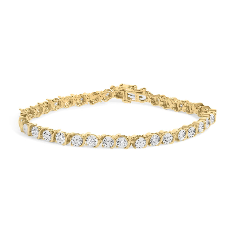 10K Yellow Gold Plated .925 Sterling Silver 1/2 Cttw Lab Grown Diamond Miracle Plate Tennis Bracelet 10K Yellow Gold Plated .925 Sterling Silver 1/2 Cttw Lab Grown Diamond Miracle Plate Tennis Bracelet-0