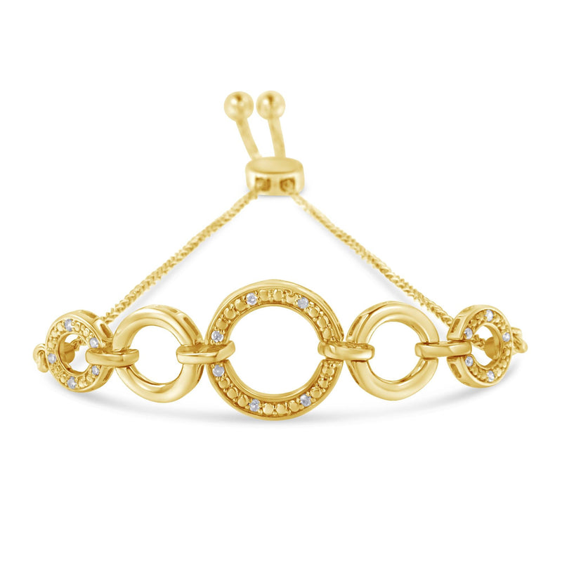 14K Yellow Gold Plated .925 Sterling Silver 1/10 Cttw Diamond Infinity Loop Adjustable Bolo Tennis Bracelet 14K Yellow Gold Plated .925 Sterling Silver 1/10 Cttw Diamond Infinity Loop Adjustable Bolo Tennis Bracelet-0
