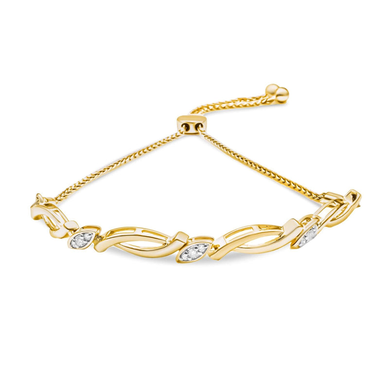 .925 Sterling Silver Diamond Accent Alternating Swirl link Bolo Bracelet (I-J Color, I2-I3 Clarity) - 6 .925 Sterling Silver Diamond Accent Alternating Swirl link Bolo Bracelet (I-J Color, I2-I3 Clarity) - 6