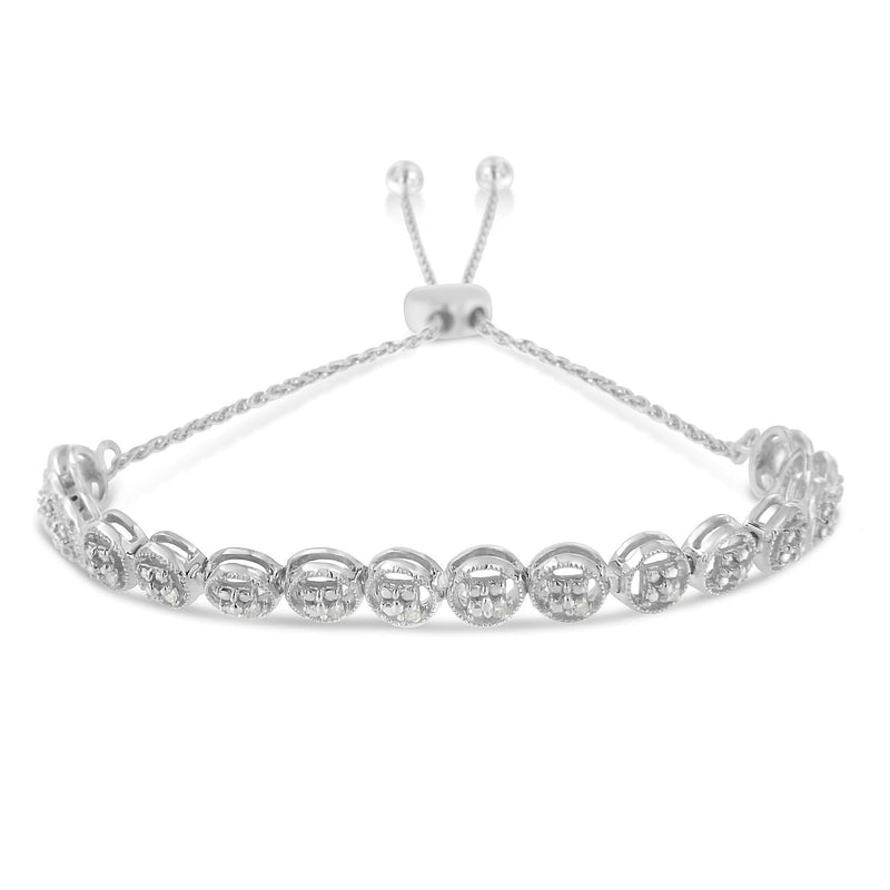 Sterling Silver Diamond Bolo Bracelet (0.1 cttw, I-J Color, I3 Clarity) 925 sterling silver diamond bolo bracelet with small round diamond accent stones