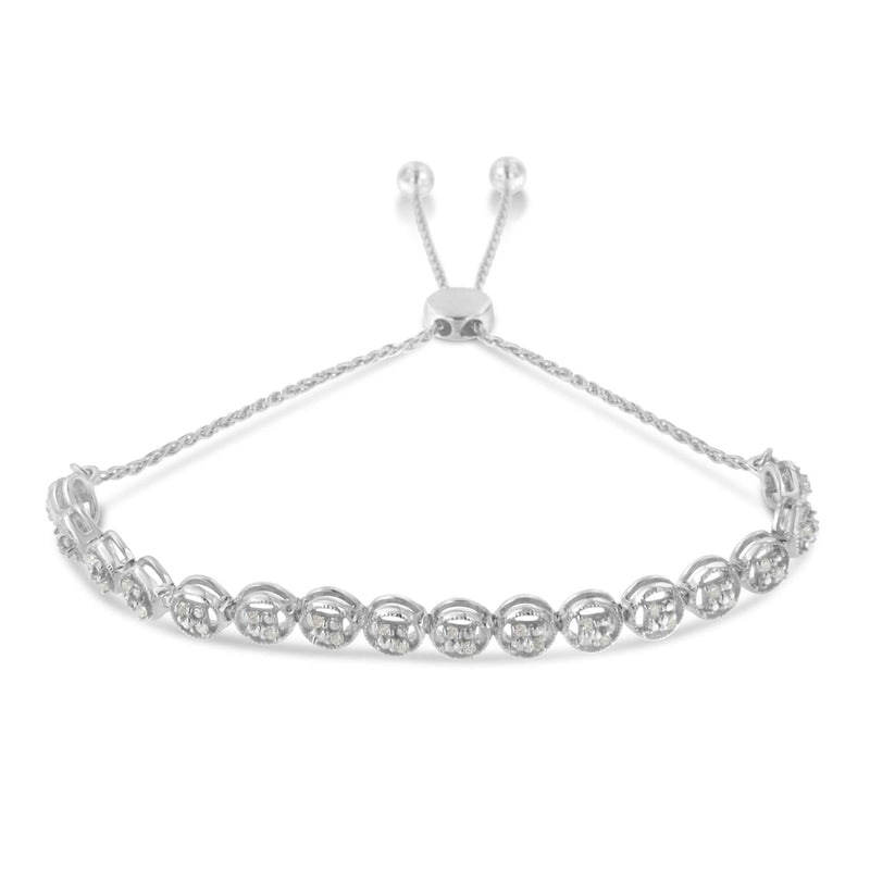 Sterling Silver Diamond Bolo Bracelet (0.25 cttw, I-J Color, I3 Clarity) 925 sterling silver bolo bracelet with round diamond stones, 0.25 cttw
