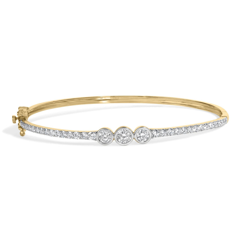 10K Yellow Gold Plated .925 Sterling Silver 2.0 Cttw Lab Grown Diamond Bezel Set Bangle Bracelet 10K Yellow Gold Plated .925 Sterling Silver 2.0 Cttw Lab Grown Diamond Bezel Set Bangle Bracelet-0