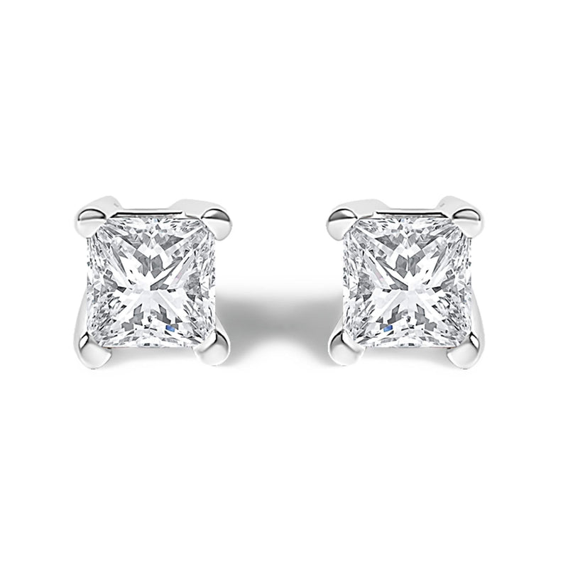 14K White Gold Princess Cut Lab-Grown Diamond Solitaire Stud Earrings (F-G Color, VS2-SI1 Clarity) 14K White Gold Princess Cut Lab-Grown Diamond Solitaire Stud Earrings (F-G Color, VS2-SI1 Clarity)-1