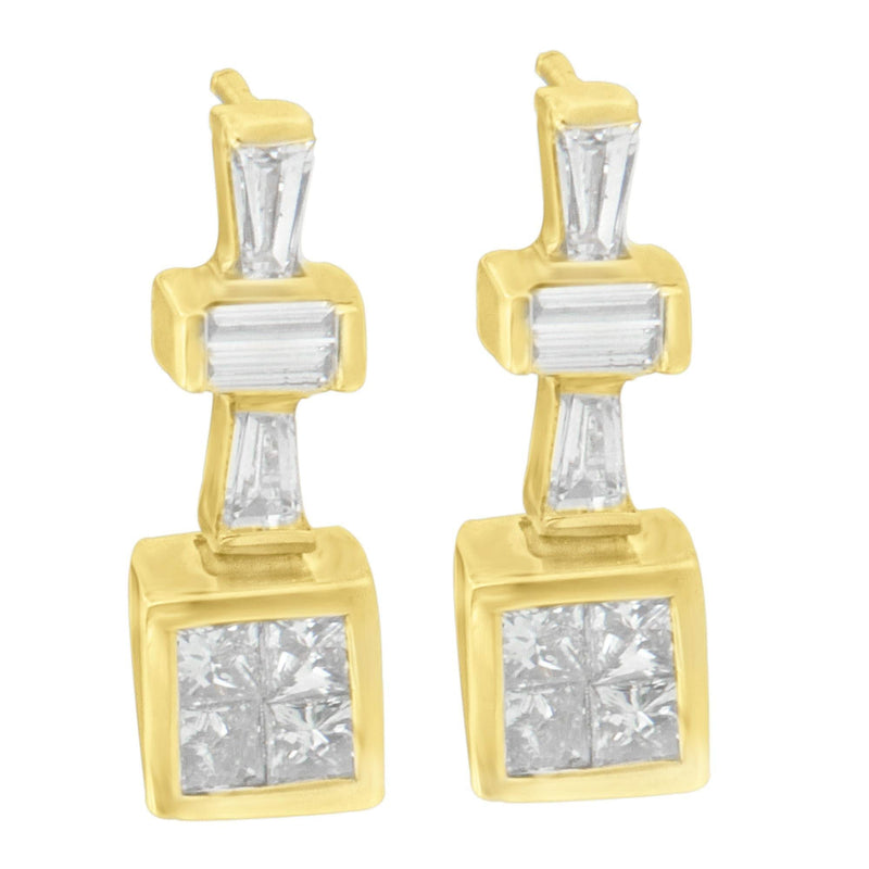 14K Yellow Gold 1/3 cttw Diamond Hoop Earrings (G-H, VS1-VS2) 14K yellow gold hoop earrings with round diamond stones in a lined setting