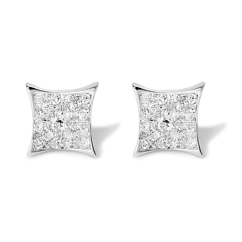 .925 Sterling Silver 3/4 Cttw Diamond Composite Curved Square Stud Earring (I-J Color, I3 Clarity) .925 Sterling Silver 3/4 Cttw Diamond Composite Curved Square Stud Earring (I-J Color, I3 Clarity)-0