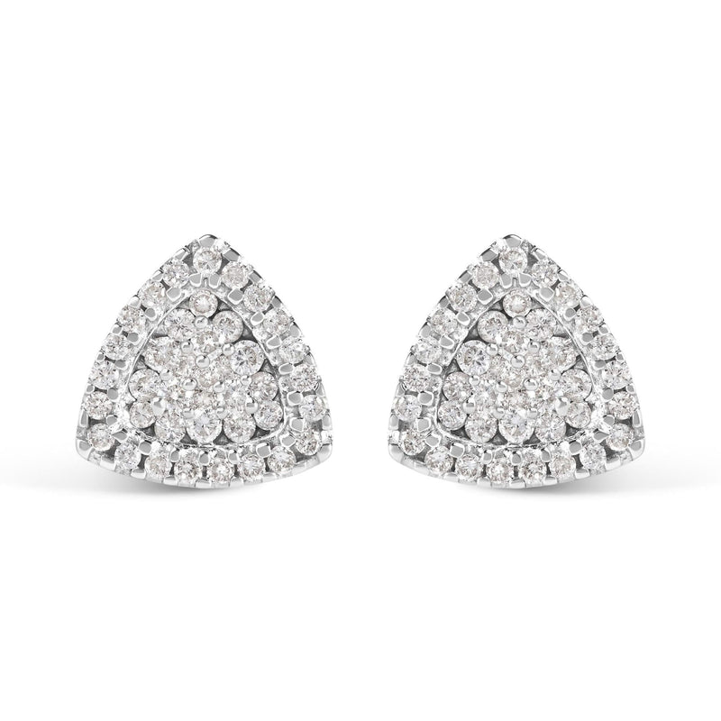14K White Gold 1/2 cttw Trillion Shaped Diamond Stud Earrings (H-I Clarity, SI2-I1 Color) 14K white gold earrings with 2 trillion diamond stones