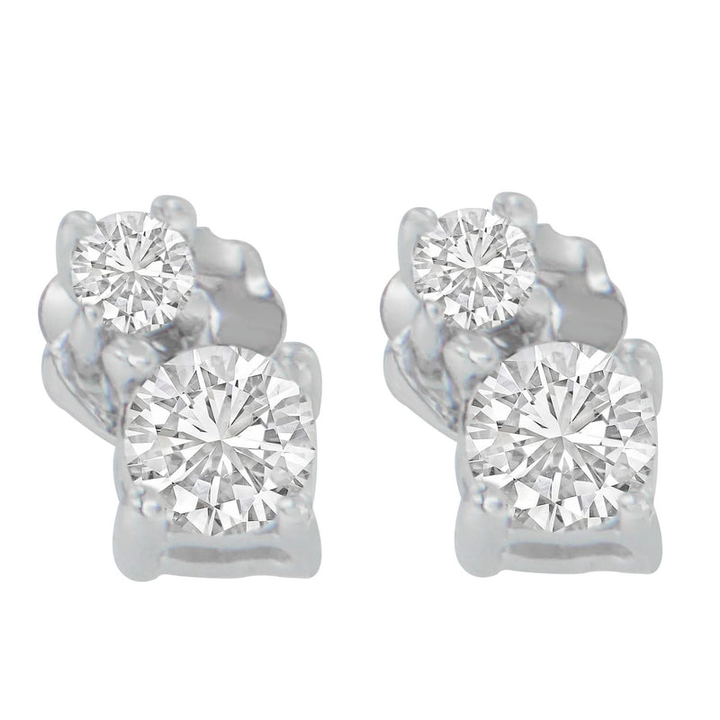 14K White Gold 1/2 cttw Round Cut Diamond Earrings (H-I, SI2-I1) 14K white gold ring with round diamond stones