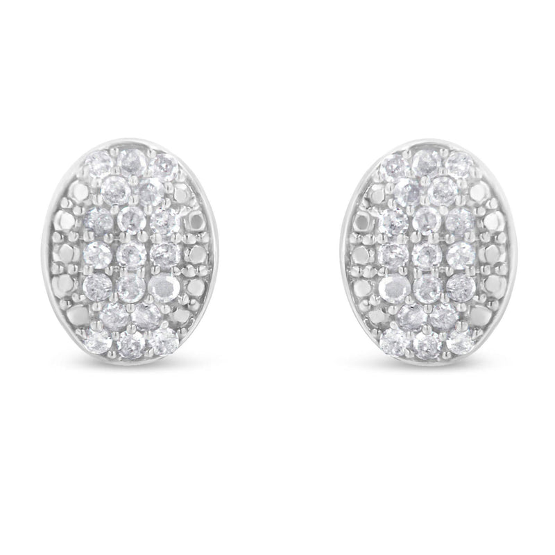 Sterling Silver Round Diamond Oval Cluster Earrings (1/2 cttw, I-J Color, I2-I3 Clarity) 925 sterling silver ring with round diamond stones in an oval cluster setting