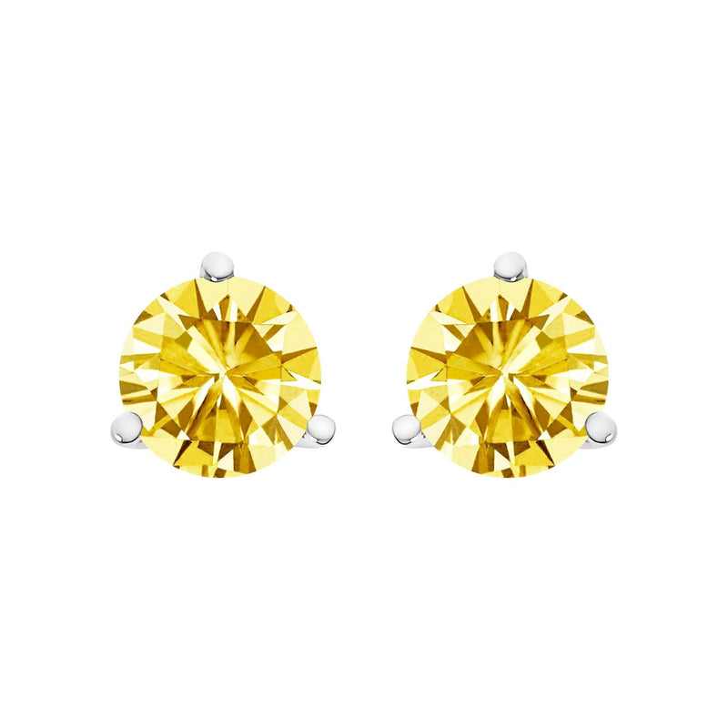 14K Gold 3-Prong Martini Set Yellow Lab Grown Diamond Solitaire Stud Earrings 14K Gold 3-Prong Martini Set Yellow Lab Grown Diamond Solitaire Stud Earrings-5