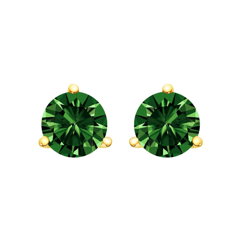 14K Gold 3-Prong Martini Set Lab Grown Green Diamond Solitaire Stud Earrings 14K Gold 3-Prong Martini Set Lab Grown Green Diamond Solitaire Stud Earrings-4