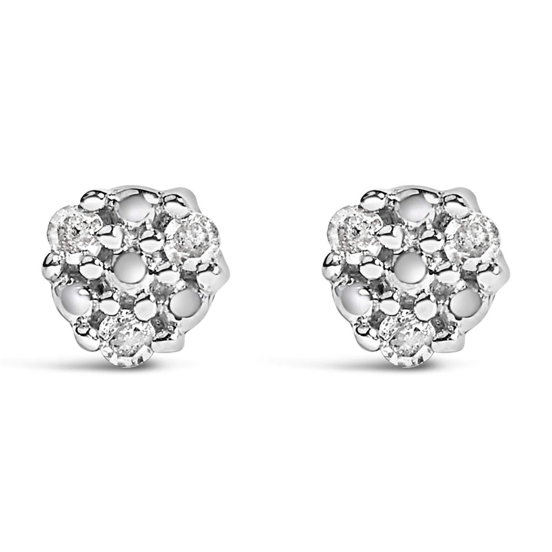 .925 Sterling Silver 1/10 cttw Prong Set Round-Cut Trio Diamond Stud Earrings (I-J Color, I3 Clarity) 925 sterling silver stud earrings with 3 round diamond stones