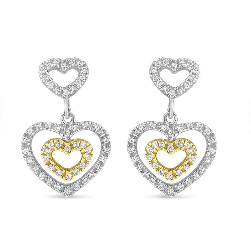 14K Two Toned 1/2 cttw Round Cut Diamond Earrings (H-I, SI1-SI2) 14K two-tone gold earrings with round diamond stones