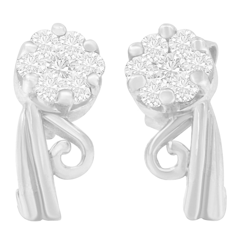 14K White Gold 1/2 cttw Round Cut Diamond Earrings (H-I, I1-I2) 14K white gold earrings with round diamond stones
