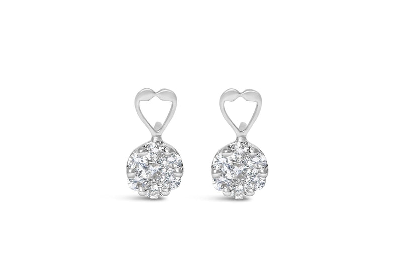 14K White Gold 1 1/4 cttw Round Cut Diamond Earrings (H-I, I1-I2) 14K white gold ring with round diamond stones totaling 4 ct