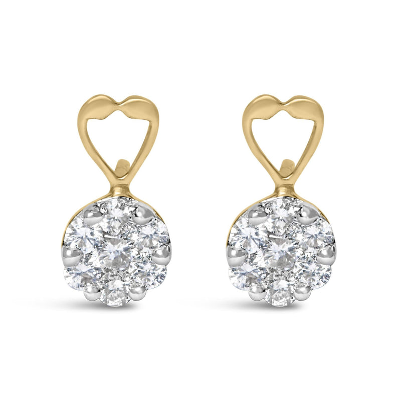 14K Yellow Gold 1ct. TDW Round-cut Diamond Earrings (I-J,SI2-I1) 14K yellow gold ring with round diamond stones in near-colorless grade