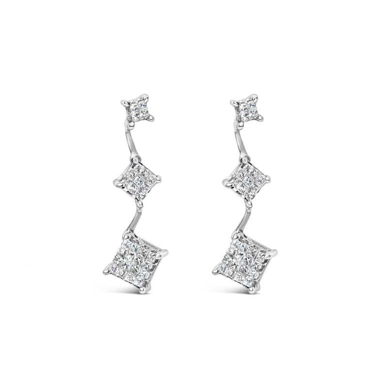 14K White Gold 1 cttw Princess Cut Diamond Earrings (G-H, VS1-VS2) 14K white gold ring with 2 princess-cut diamond stones