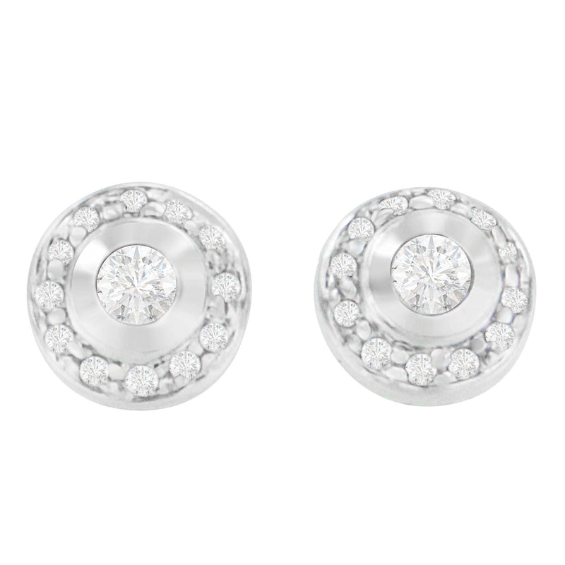 14K White Gold 1/3 cttw Round Cut Diamond Earrings (H-I, SI2-I1) 14K white gold earrings with 2 round diamond stones