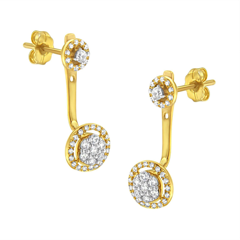 14K Yellow Gold Plated .925 Sterling Silver 5/8 Cttw Diamond Removable Stud and Dangle Earrings (I-J Color, I2-I3) 14K yellow gold earrings with removable diamond stud and dangle drops