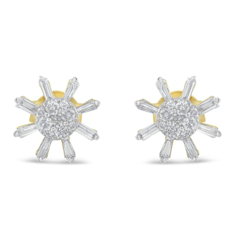 10k Yellow Gold Round and Baguette Diamond Stud Earring (0.50 cttw, H-I Color, I2-I3 Clarity) 10k Yellow Gold Round and Baguette Diamond Stud Earring (0.50 cttw, H-I Color, I2-I3 Clarity)-0