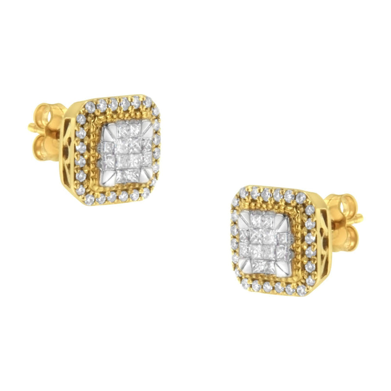 10KT Yellow Gold Diamond Stud Earrings (1/2 cttw, H-I Color, SI2-I1 Clarity) 10K yellow gold ring with diamond stones in H-I color and SI2 clarity