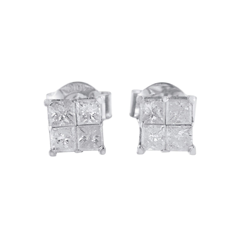 10k White Gold Diamond Stud Earrings (0.60 cttw, I-J Color, I2-I3 Clarity) 10K white gold stud earrings with 2 round diamond stones
