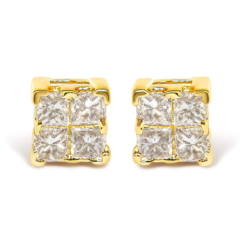 10KT Gold Princess Diamond Stud Earring (1/4 cttw, J-K Color, I1-I2 Clarity) 10KT Gold Princess Diamond Stud Earring (1/4 cttw, J-K Color, I1-I2 Clarity)-1