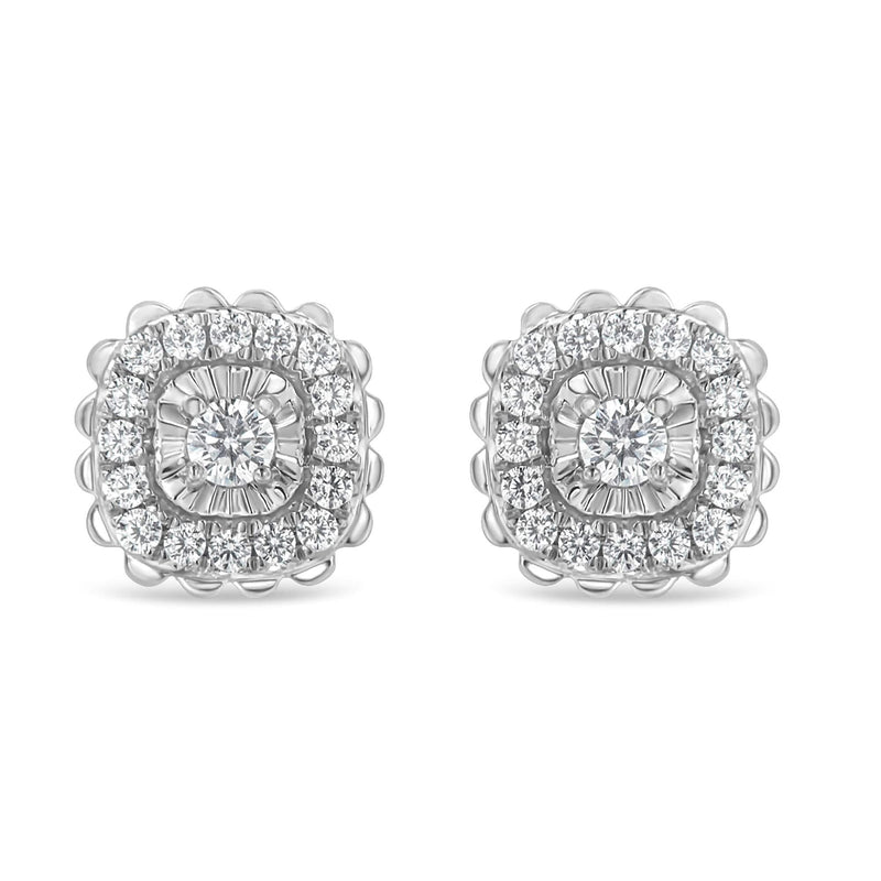 .925 Sterling Silver 1/2 Cttw Round-Cut Diamond Halo Cluster Stud Earring (I-J Color, I2-I3 Clarity) 925 sterling silver ring with round diamond halo cluster stones