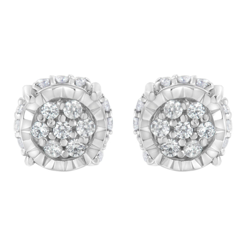 .925 Sterling Silver 1/3 cttw Round-cut Diamond Floral Stud Earring (I-J Clarity, I3 Color)