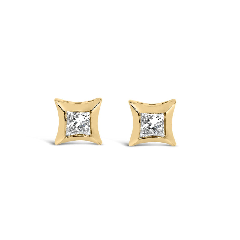 10K White Gold 1/5 Cttw Invisible Set Princess-Cut Diamond Stud Earrings (H-I Color, SI2-I1 Clarity) 10K white gold ring with invisible-set princess-cut diamond stones
