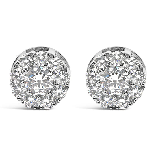 14KT White Gold 2.00 Cttw Lab Grown Diamond Halo Stud Earrings-0