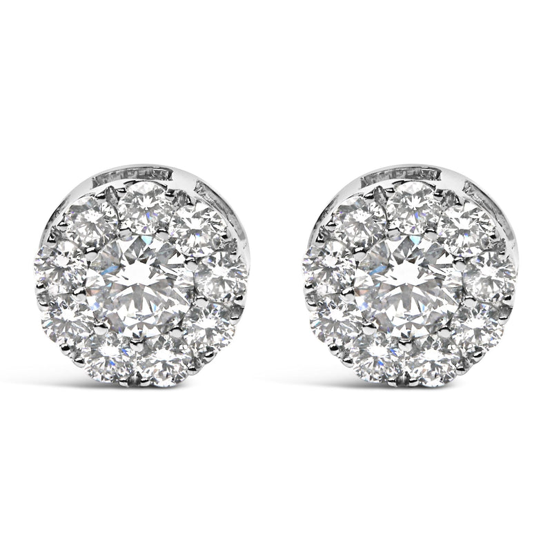 14KT White Gold 2.00 Cttw Lab Grown Diamond Halo Stud Earrings 14KT White Gold 2.00 Cttw Lab Grown Diamond Halo Stud Earrings-0