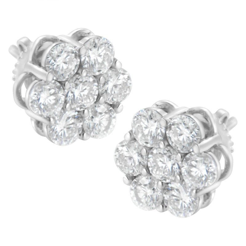 Sterling Silver 2 cttw Floral Composite 7 Stone Diamond Stud Earring (I-J, I1-I2) 925 sterling silver ring with 7 floral composite diamond stones, 2 ct