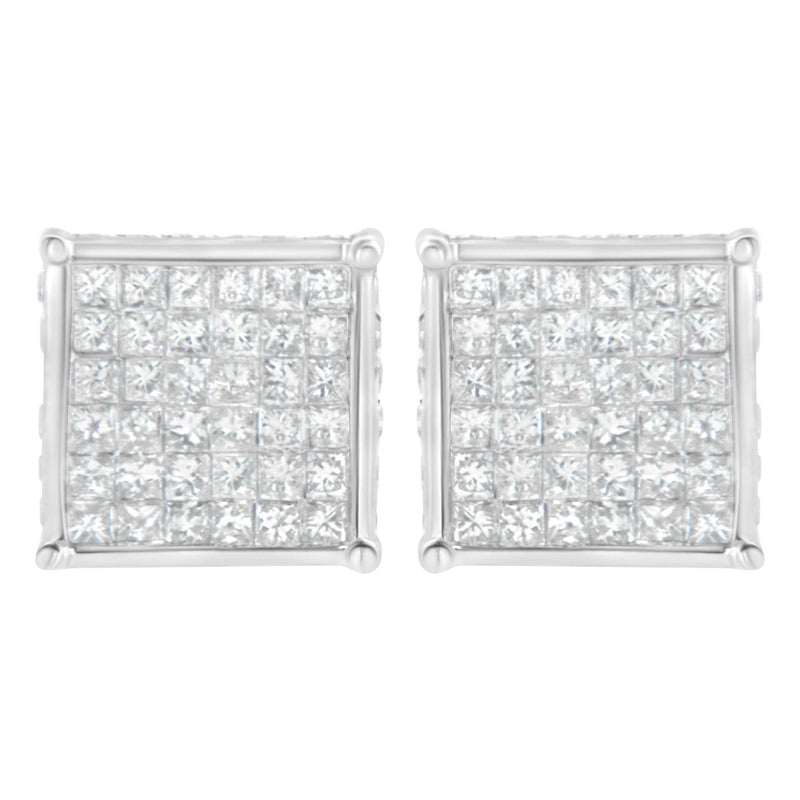 10K White Gold 2ct TDW Princess-Cut Composite Diamond Stud Earring (I-J ,I2-I3) 10K white gold stud earring with princess-cut composite diamond stones