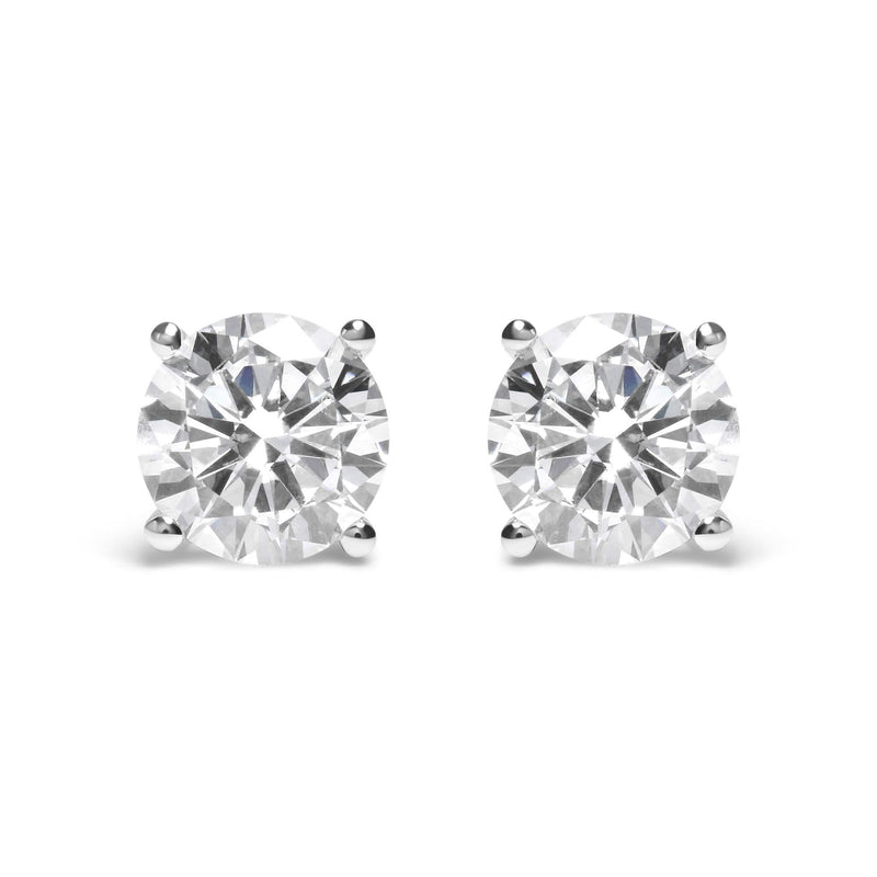 IGI Certified 14K White Gold 5.00 Cttw Round Brilliant-Cut Lab Grown Diamond Classic 4-Prong Stud Earrings with Screw Backs (F-G Color, SI1 Clarity) 14K white gold stud earrings with two round diamond stones