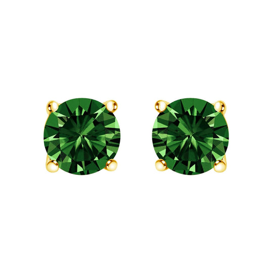 14K Gold 1/2 Cttw Lab Grown Green Diamond Classic Solitaire Stud Earrings with Pushback-0