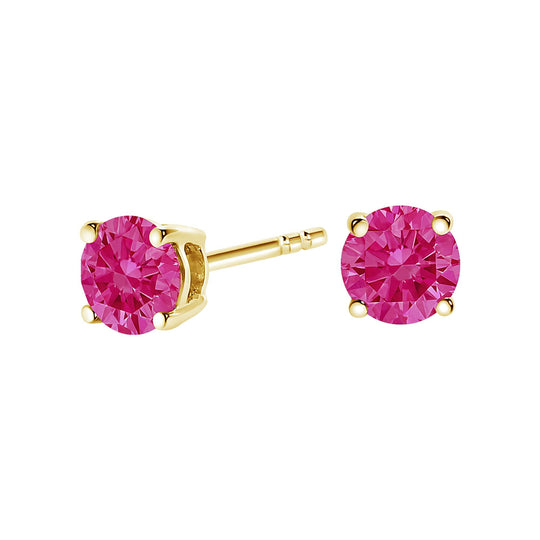 14K Gold 1/2 Cttw Round Lab Grown Pink Diamond Solitaire Stud Earrings-0