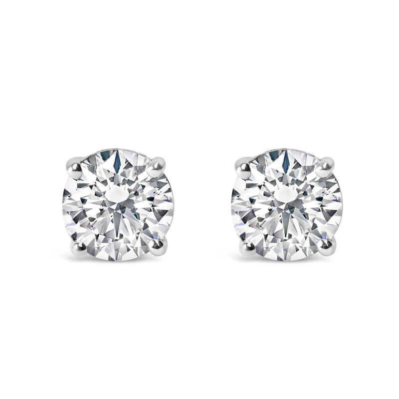 AGS Certified 14K White Gold 1.0 Cttw 4-Prong Set Brilliant Round-Cut Solitaire Diamond Push Back Stud Earrings (H-I Color, SI2-I1 Clarity) 14K white gold stud earrings with 2 round diamond stones