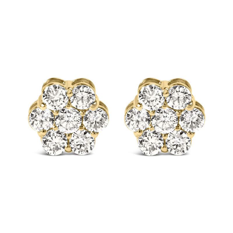 14K White Gold 1 1/2 cttw Prong Set Round-Cut Diamond Floral Cluster Stud Earrings (I-J Color, SI1-SI2 Clarity) 14K White Gold 1 1/2 cttw Prong Set Round-Cut Diamond Floral Cluster Stud Earrings (I-J Color, SI1-SI2 Clarity)-0