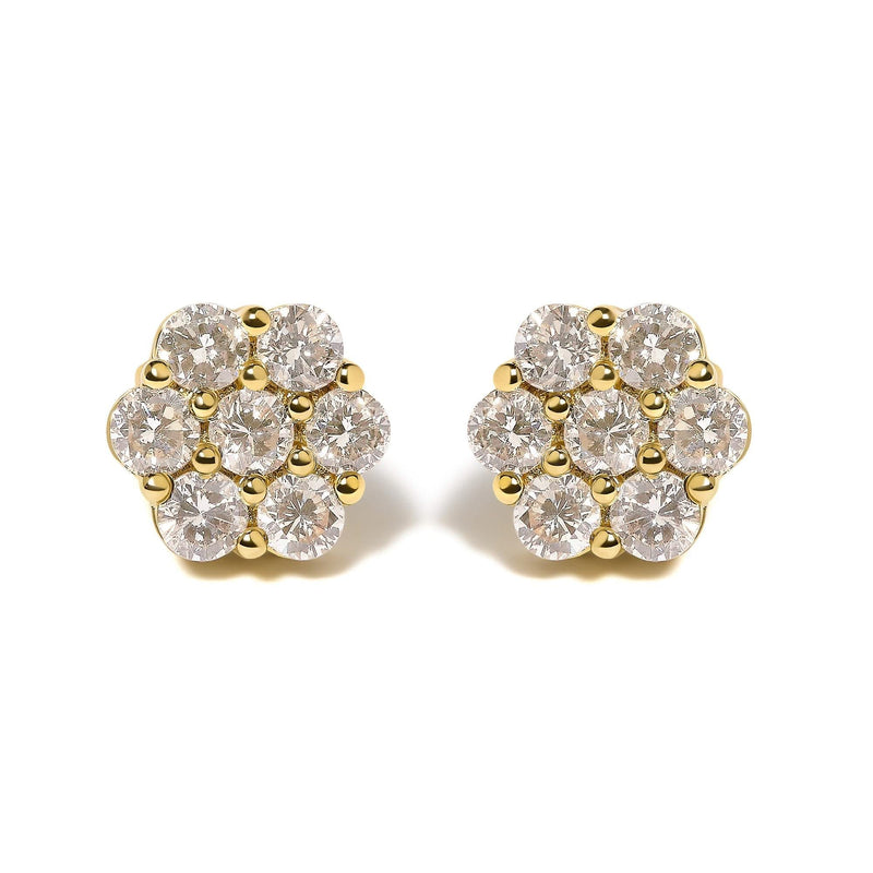 14K White Gold 3 cttw Prong Set Round-Cut Diamond Floral Cluster Stud Earring (I-J Color, SI1-SI2 Clarity) 14K white gold ring with round diamond stones in a floral cluster