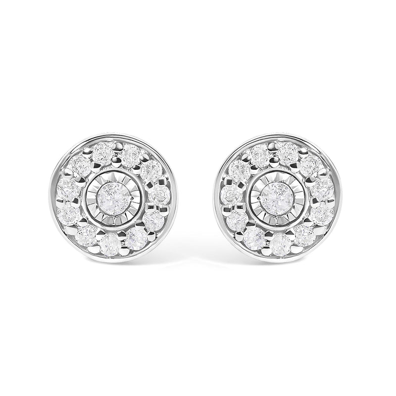 .925 Sterling Silver 1/4 Cttw Diamond Miracle Set Solitaire with Halo Stud Earrings .925 Sterling Silver 1/4 Cttw Diamond Miracle Set Solitaire with Halo Stud Earrings-0