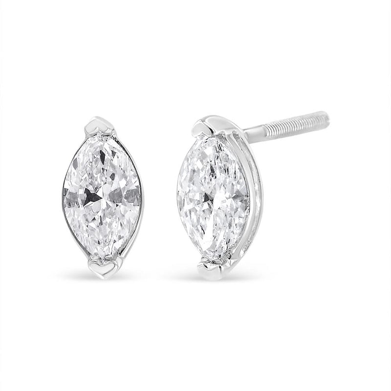 14K White Gold 4/5 Cttw Marquise Lab Grown Diamond Solitaire Stud Earrings 14K white gold ring with 2 marquise diamond stones