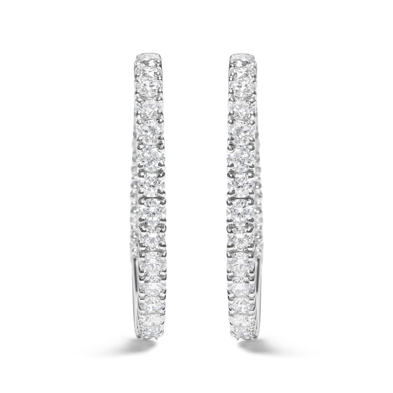 14K White Gold 5.00 Cttw Lab Grown Diamond Inside Out Hoop Earrings (F-G Color, VS1-VS2 Clarity) 14K white gold inside out hoop earrings with round diamond stones